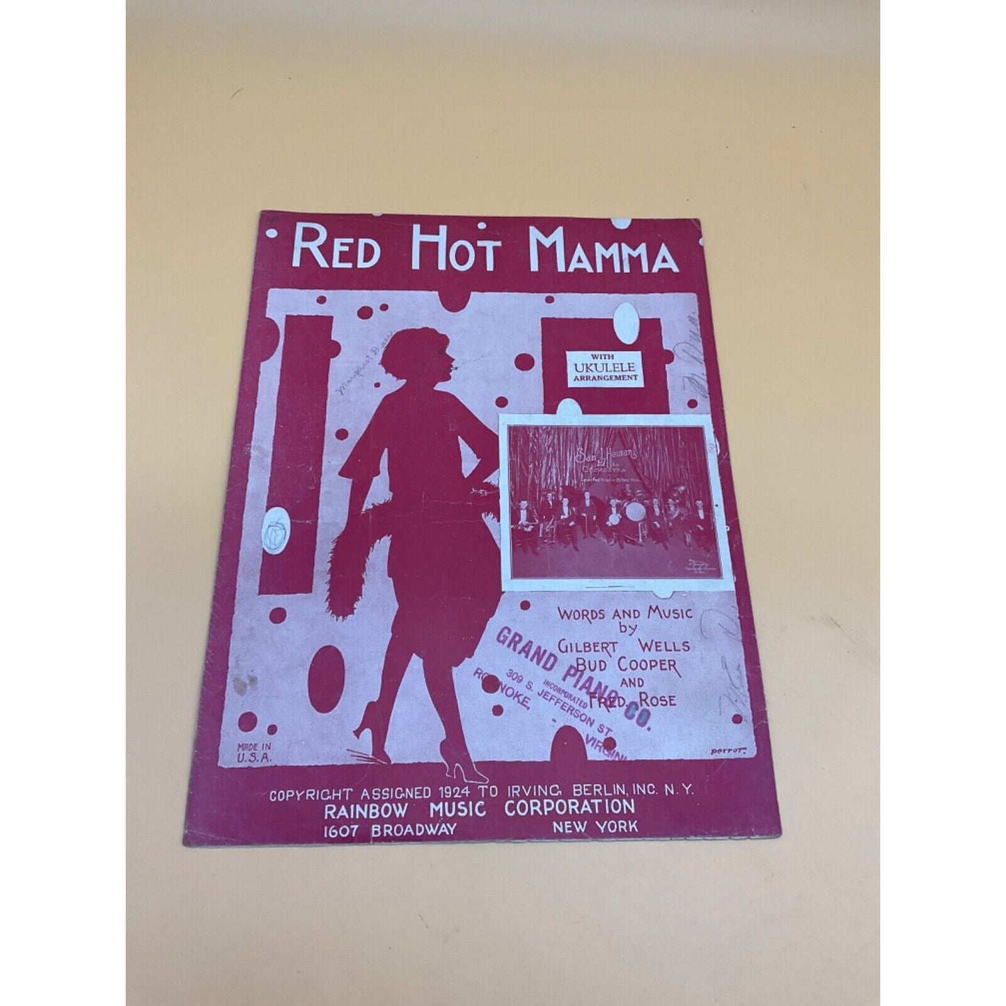 4 Vintage Sheet Music Blues, Jazz & Latin Themes, "Muddy Water," "Red Hot Mamma"