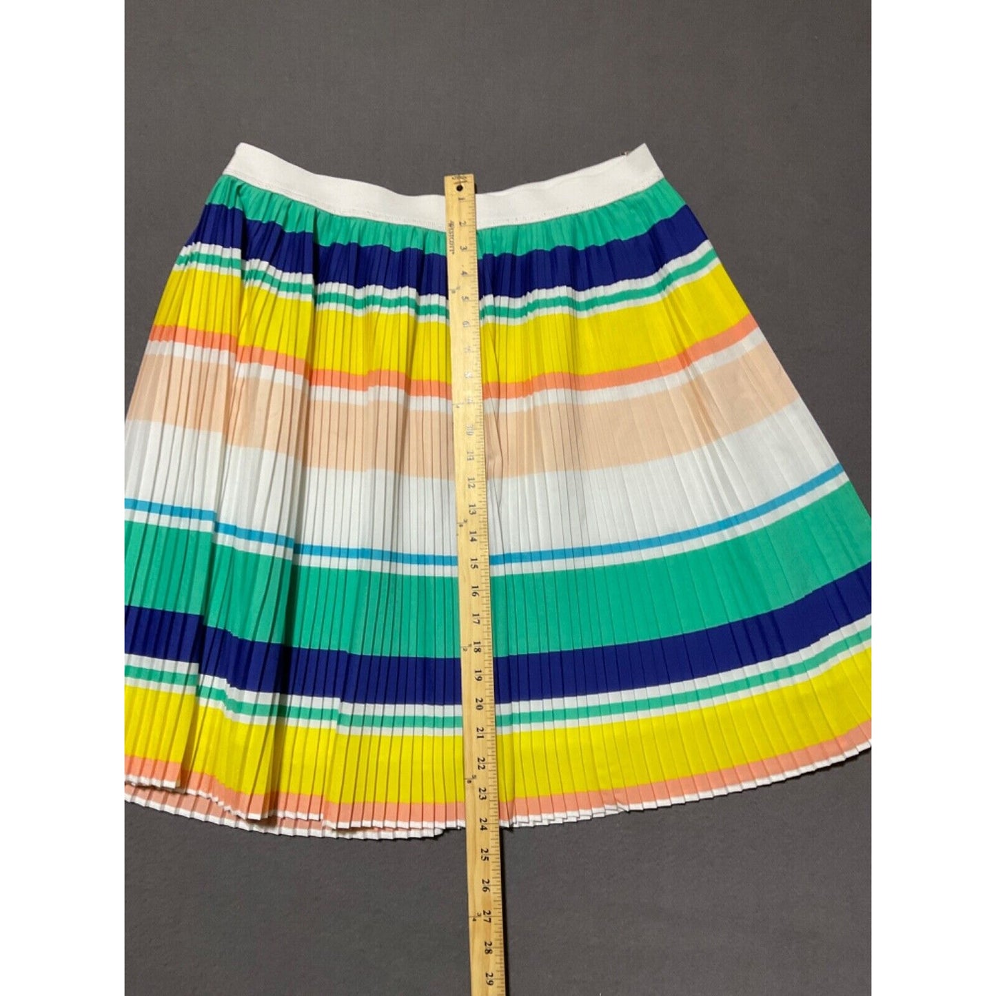 Merona XL Pleated Striped Skirt Multicolor Elastic Waist Knee Length Lined