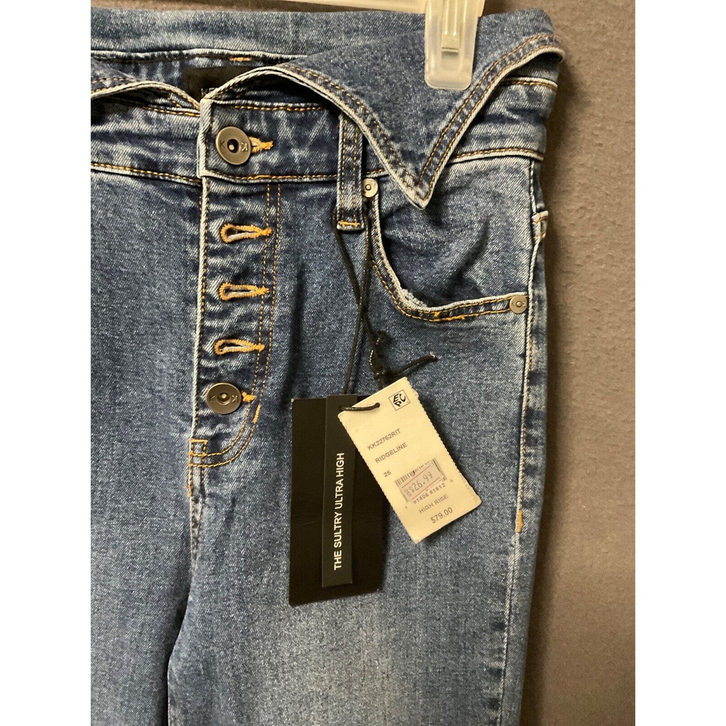 Kendall + Kylie Button-Up High Waist Denim Jeans, Size 25NWT
