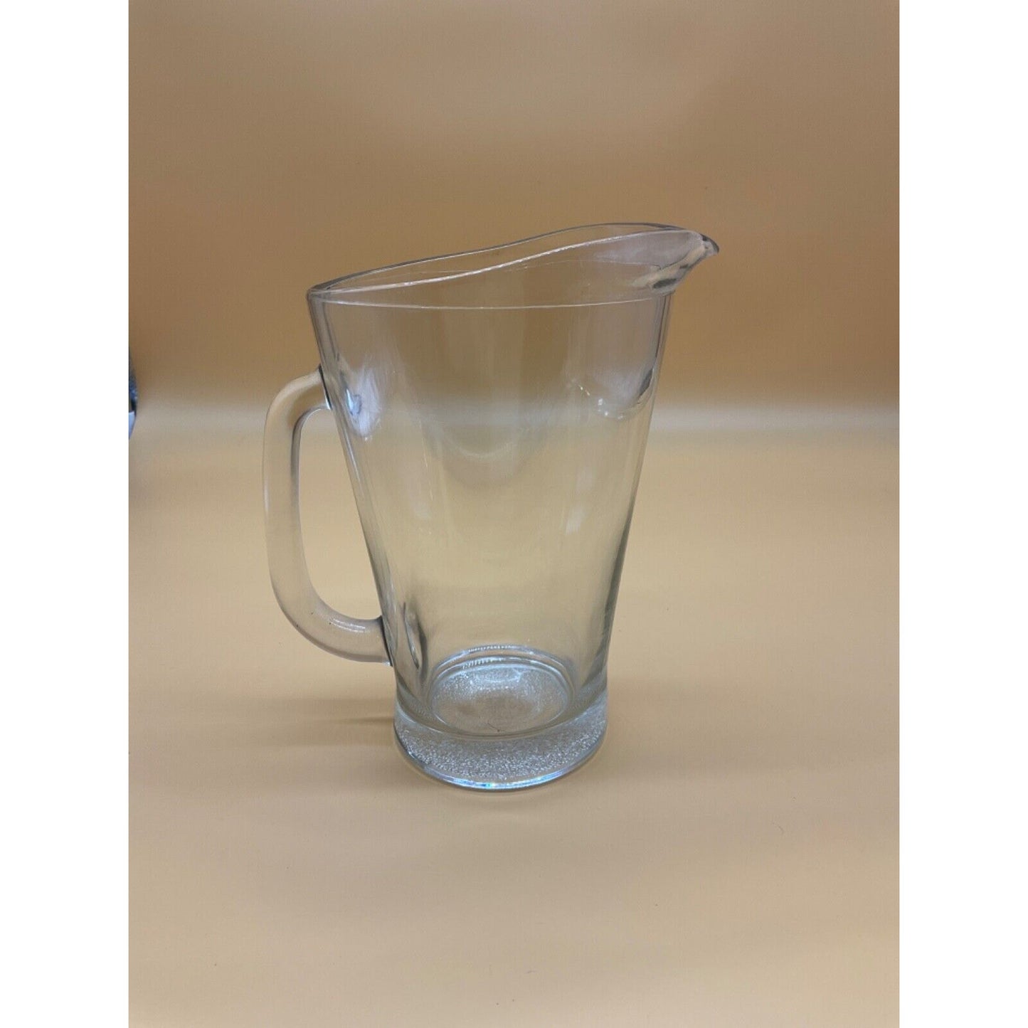 9" Vintage RETRO Heavy Clear Glass Pitcher Frosted Bottom No Chips or Scratches