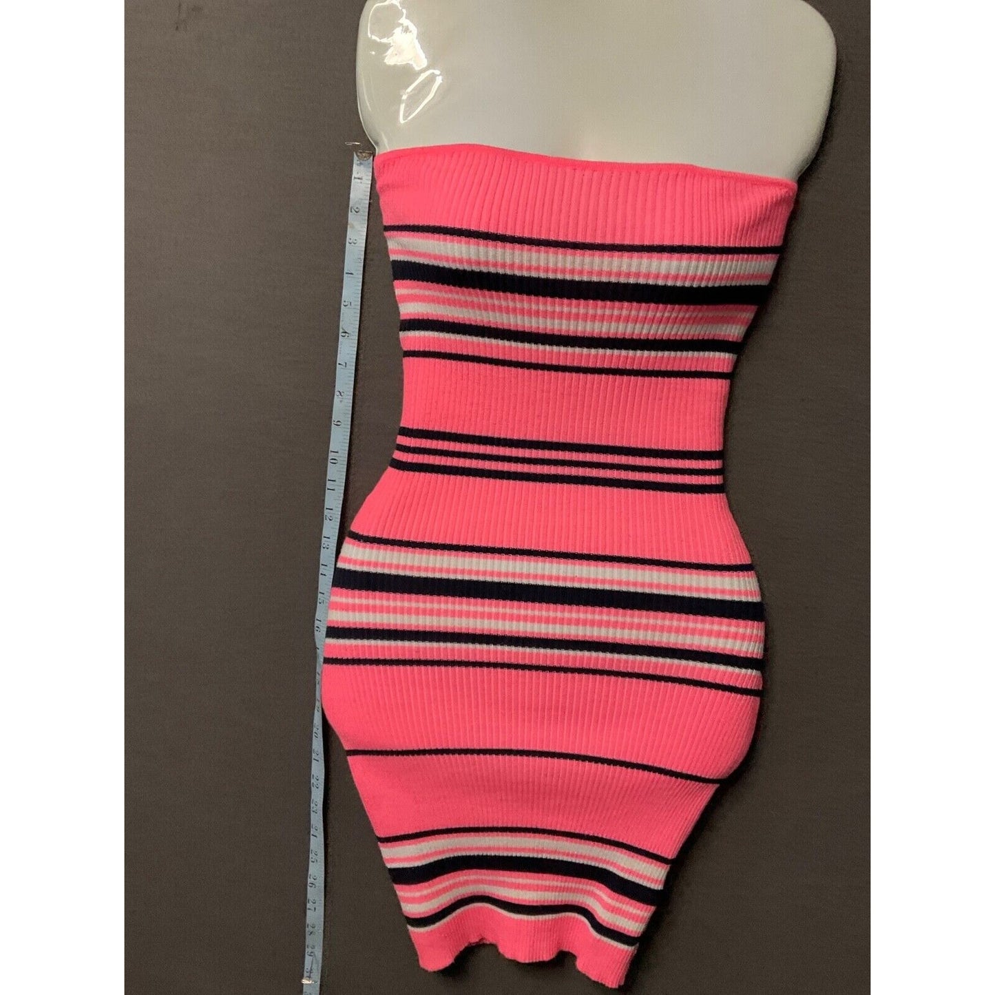 Awesome USA Pink Striped Sweater Ribbed Halter Dress Women's Small Lace-Up Back