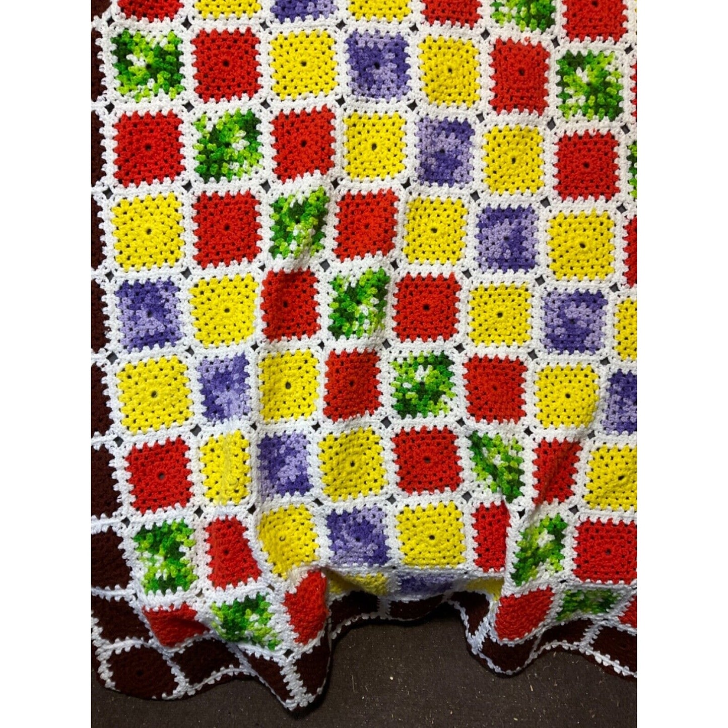 Handmade Crochet Granny Blanket Multicolor Throw Afghan 60"x 90" Fall Colors