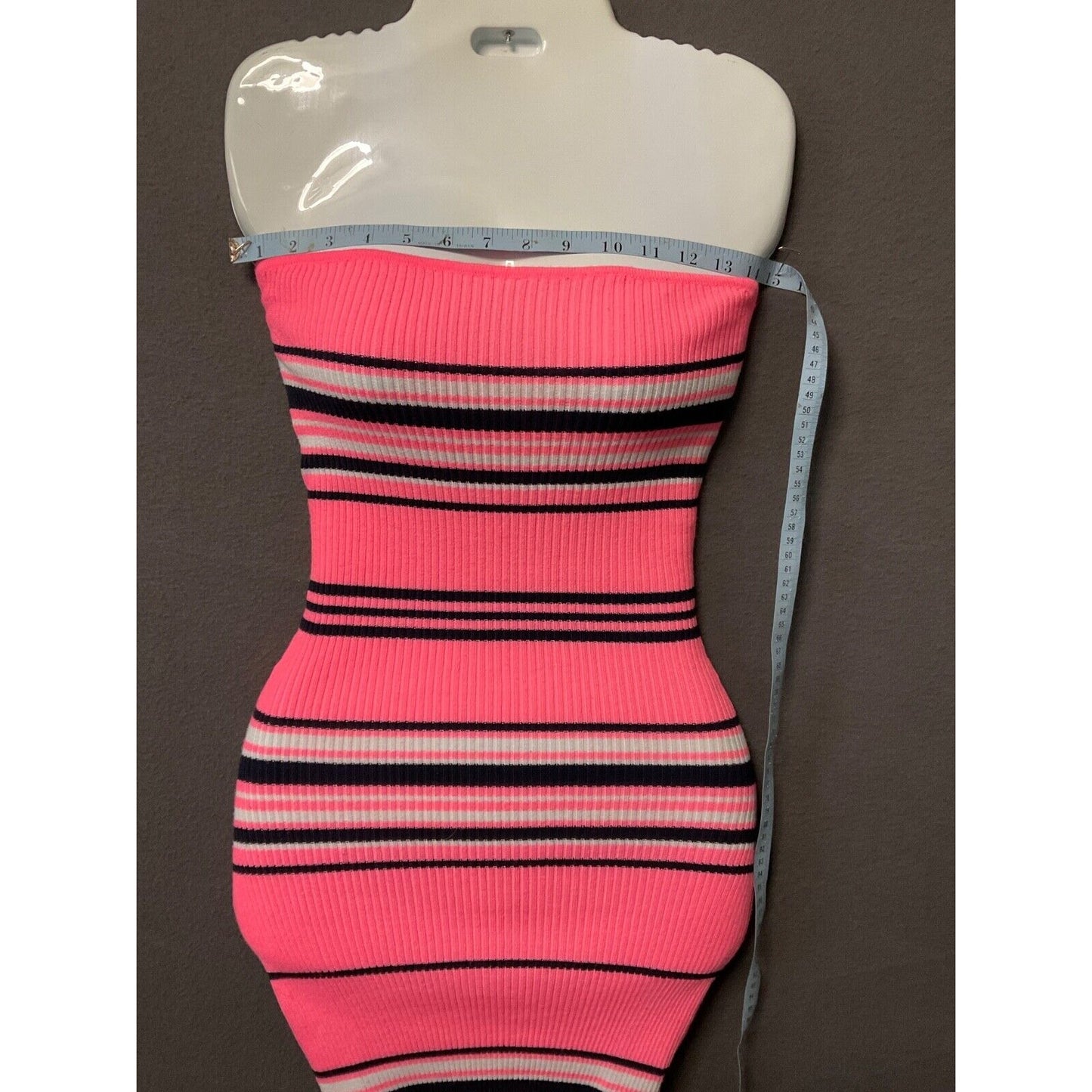 Awesome USA Pink Striped Sweater Ribbed Halter Dress Women's Small Lace-Up Back