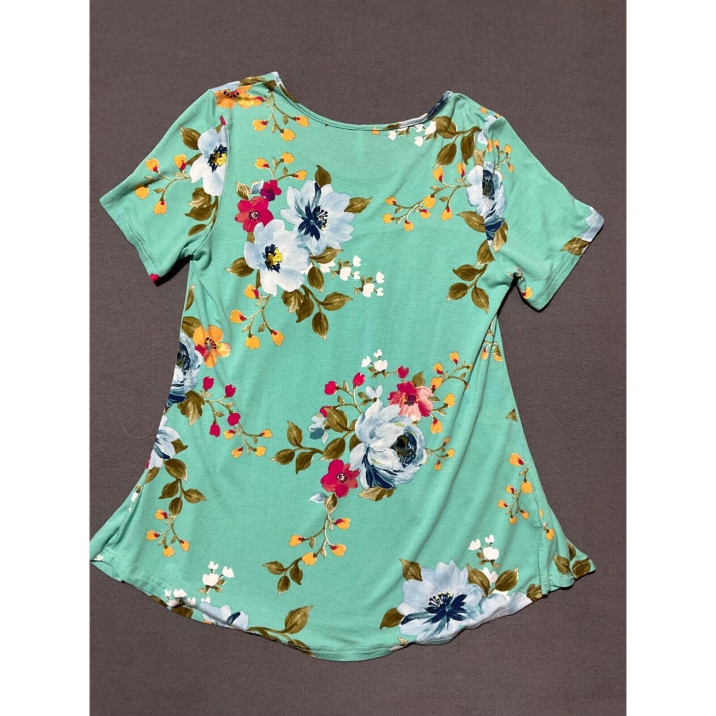 Longyuan Floral Top Size L Short Sleeve Rayon Spandex Blend Y2K