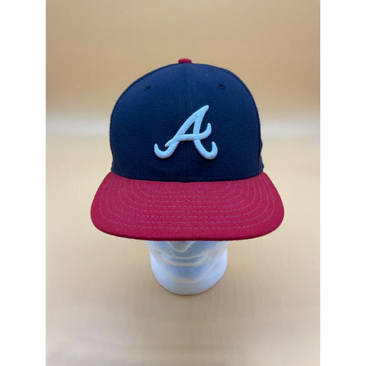 Atlanta Braves Hat Cap 7 1/4 New Era 59Fifty Blue Red On Field MLB Made In USA