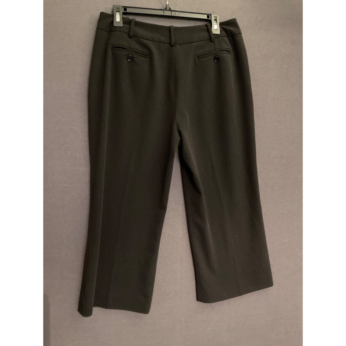 Larry Levine Stretch Cropped Pants Size 10 Black Polyester Blend Office Cropped