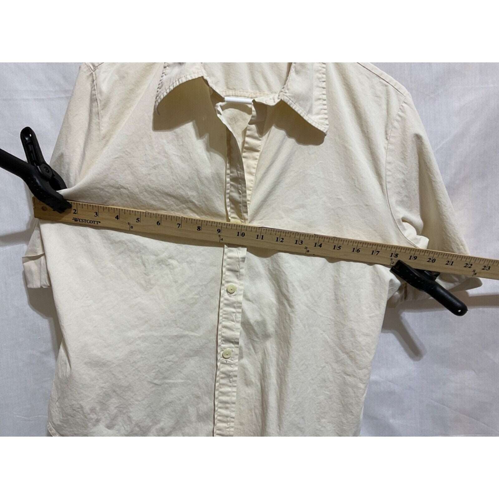 Merona XL (Fits Like L) Offwhite/Beige Top, Button Closure, 3/4 Cuffed Sleeves