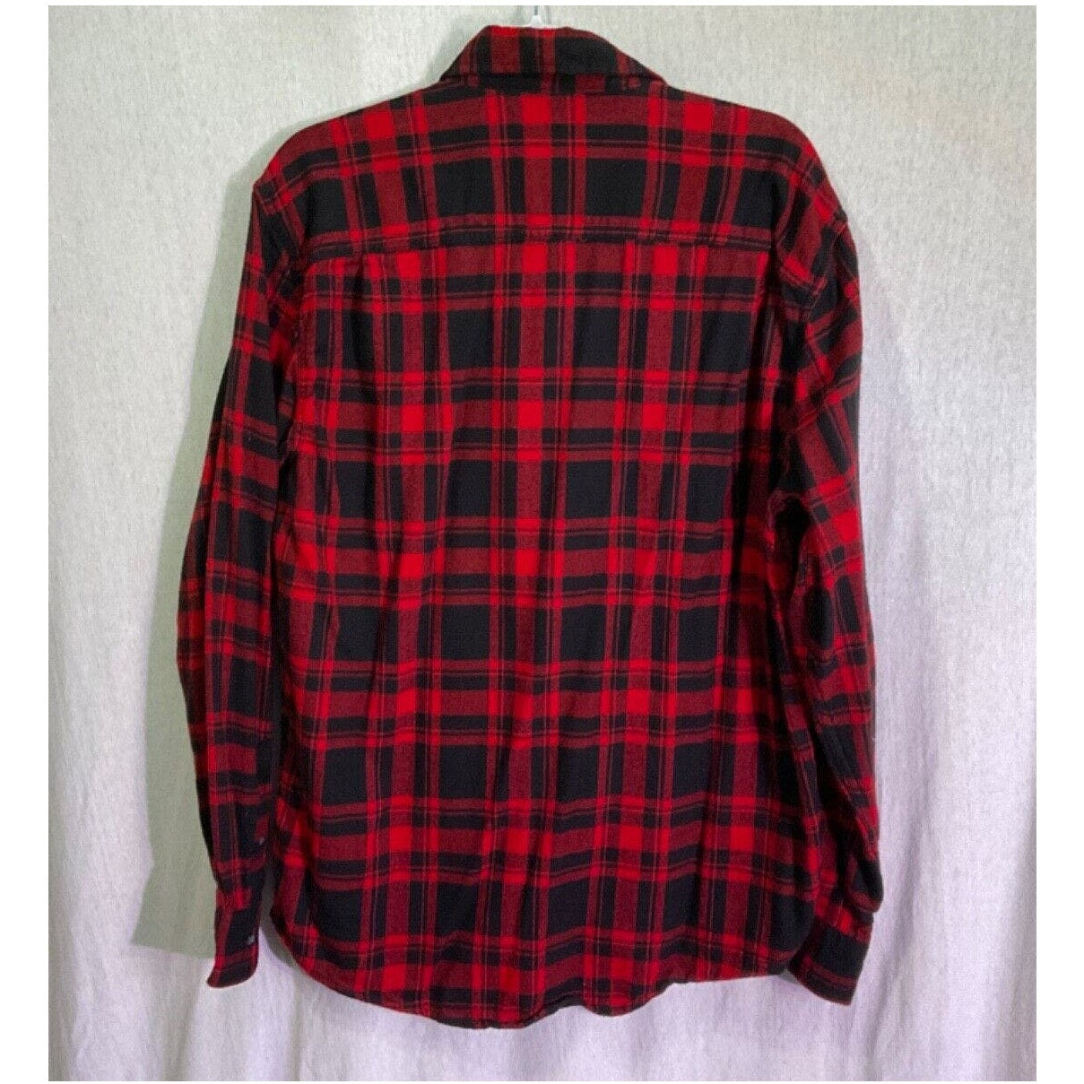 Men's GEORGE Large (42-44) Red Plaid Flannel Long Sleeve Button Down COLLAR