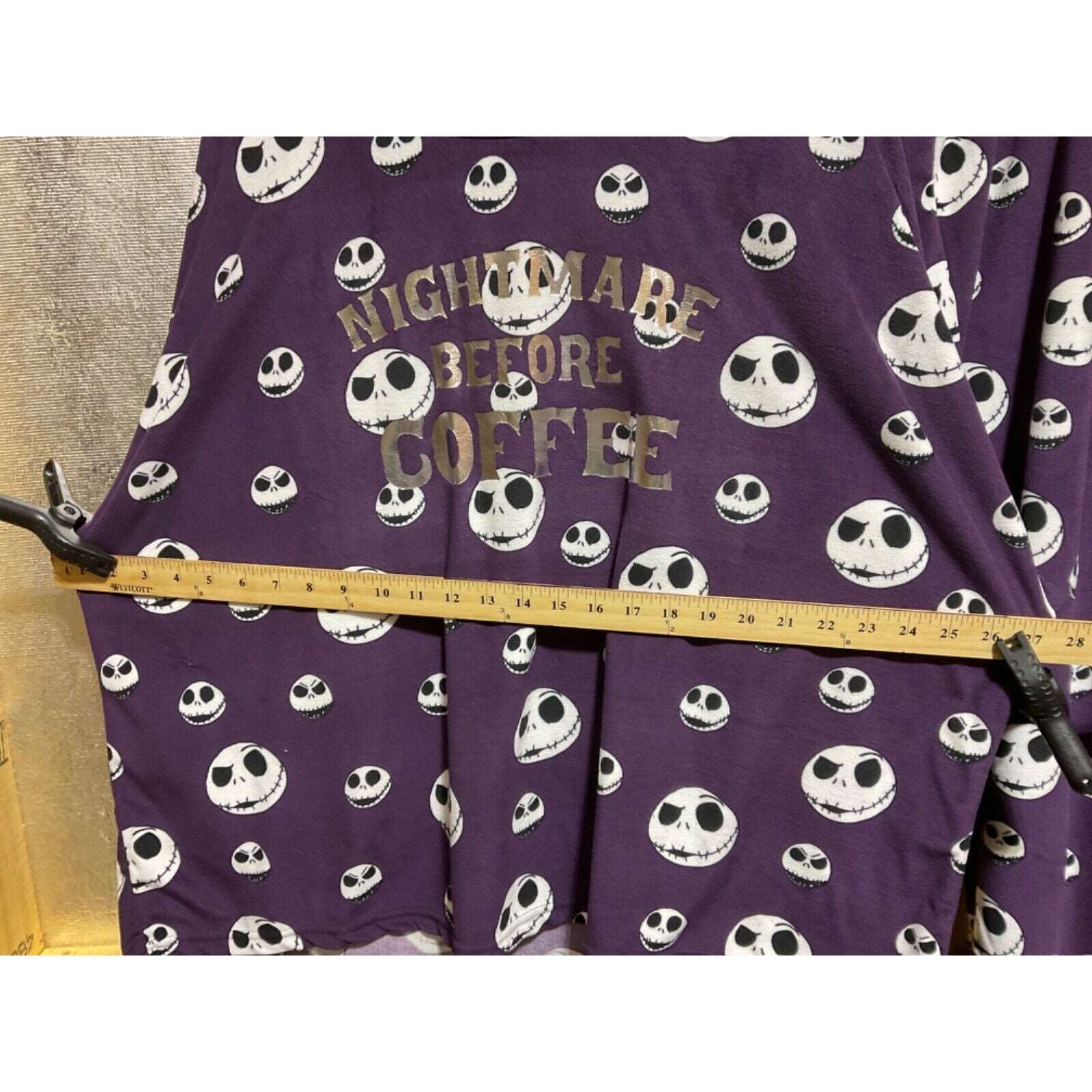 Disney Skellington "Nightmare Before Coffee" Christmas Pajamas 2PC 3X Purple