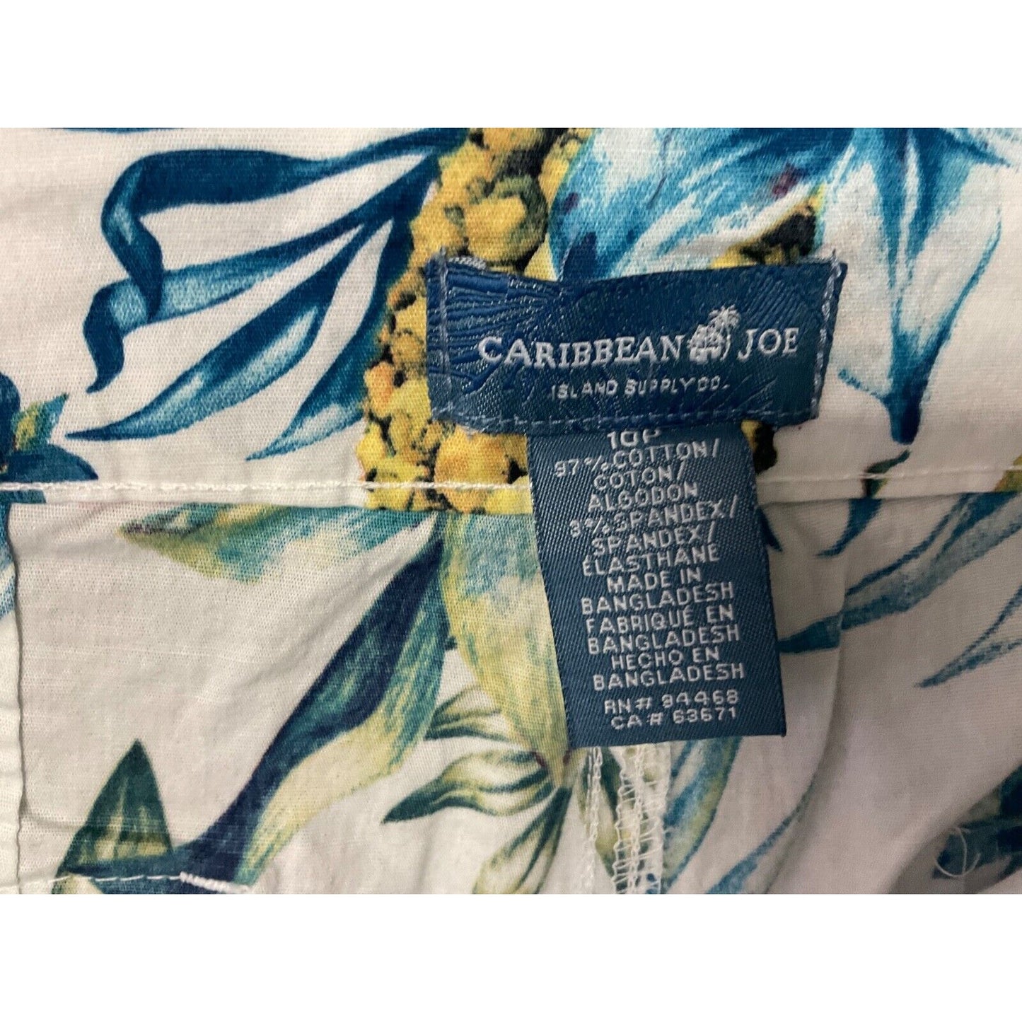 Caribbean Joe Island Tropical Floral Pants Women’s 10 Petite Capri Lightweight