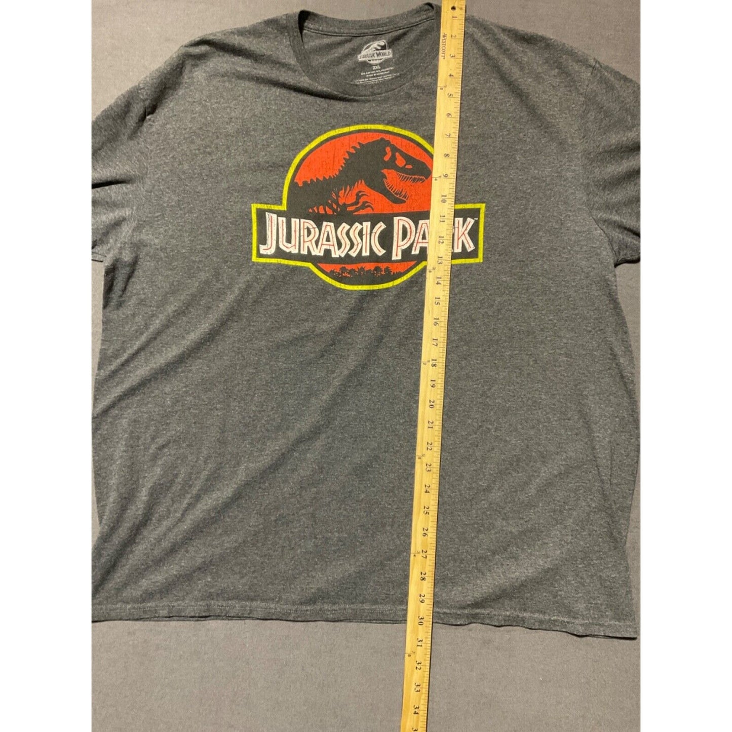 Jurassic World "Jurassic Park" Graphic T-Shirt Gray 2XL Cotton Blend