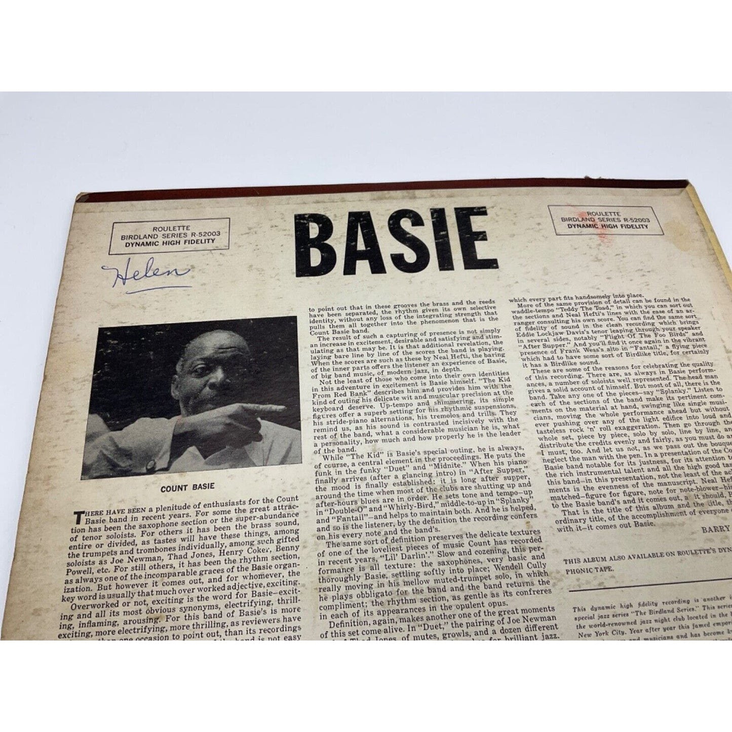 Count Basie Orchestra Audiophile Reissue LP, Roulette Records, Mono, Good Condit