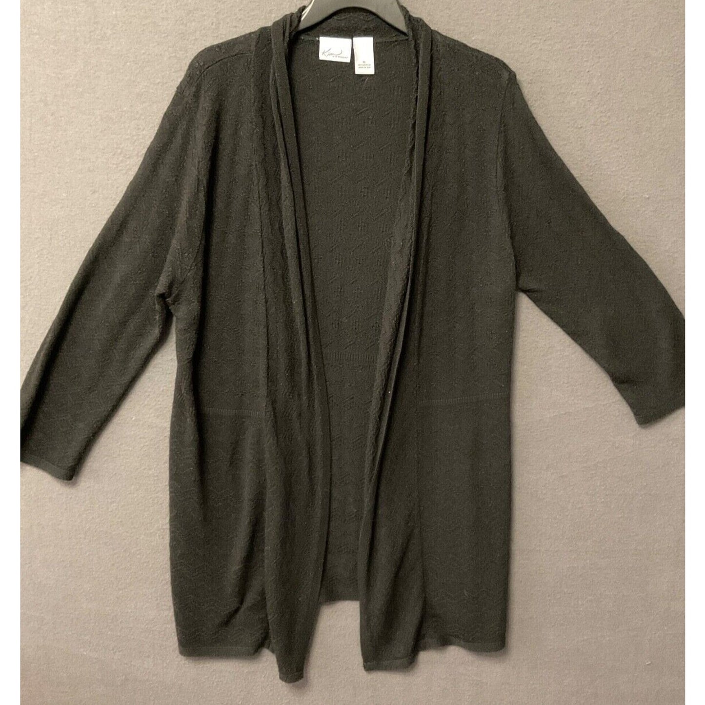 Kim Rogers XL Black Lightweight Cardigan Sweater Open Front USA