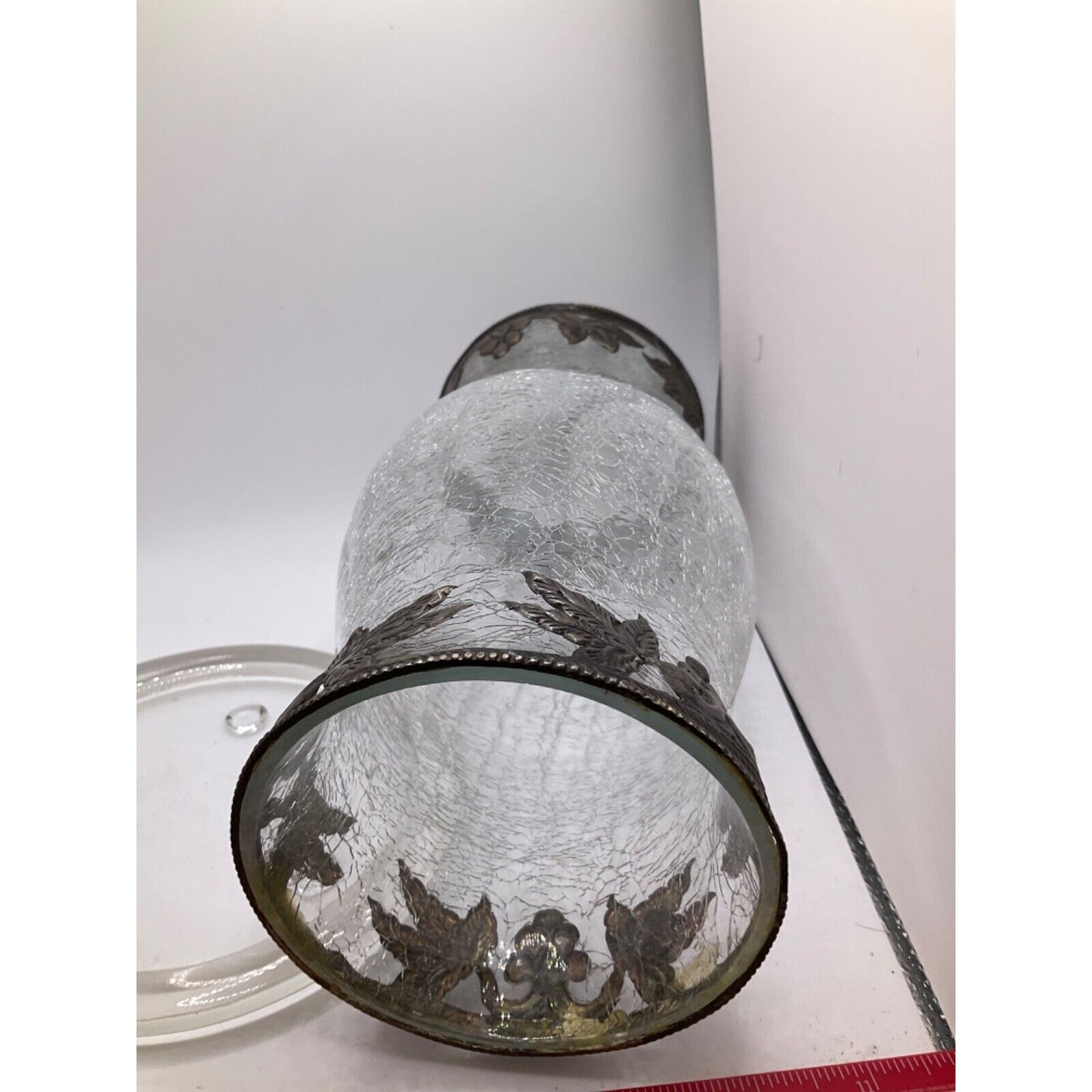 Vintage Crackled Globe Cover and Candle Plate - 9 Inches Tall, Dual Open Ends