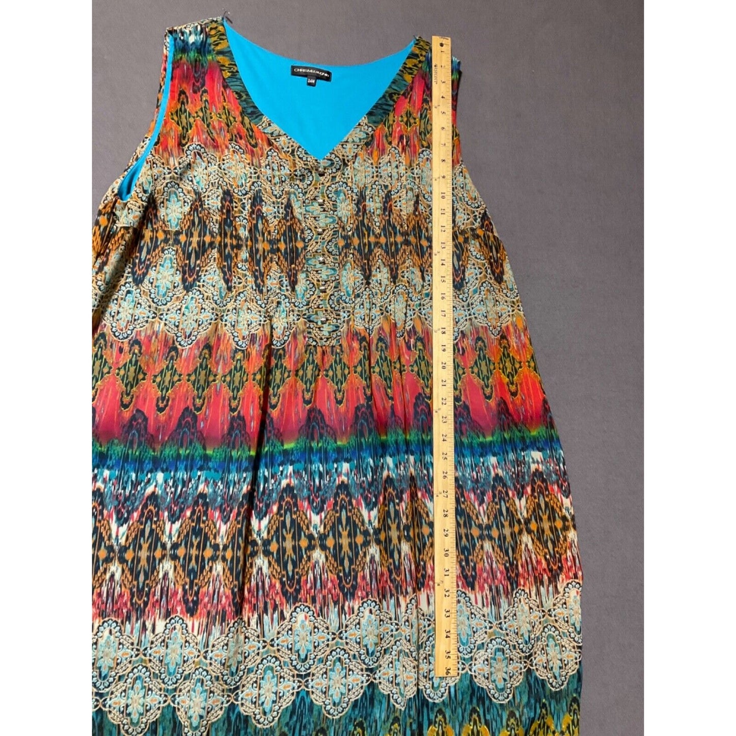 Chris McLaughlin 24W Dress Multicolor Boho Print Sleeveless A Line Plus Size