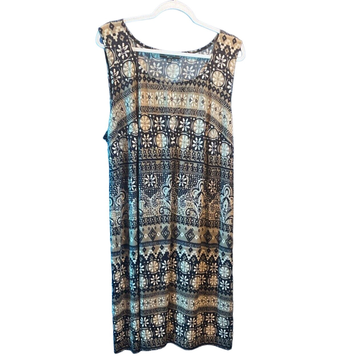 R&M Richards Size 20W Long Maxi Dress - Multi-Color, Sleeveless, USA Made