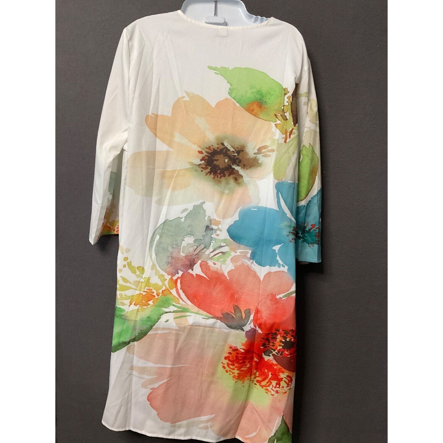 XL Watercolor Floral V-Neck Dress Moo Moo Style Eco-Friendly Fair Wages Design