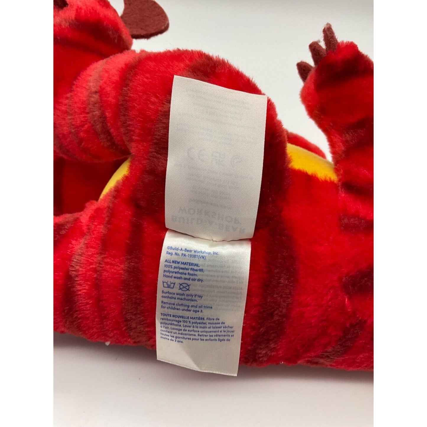 Build-A-Bear T-Rex/Velociraptor Dinosaur Plush Toy, 17", Red/Yellow with Sound