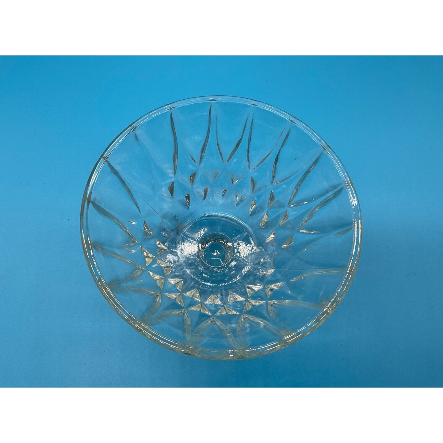 Vintage Crystal Clear Glass Pedestal Bowl, 6" Wide 5" Tall, Diamond Pattern