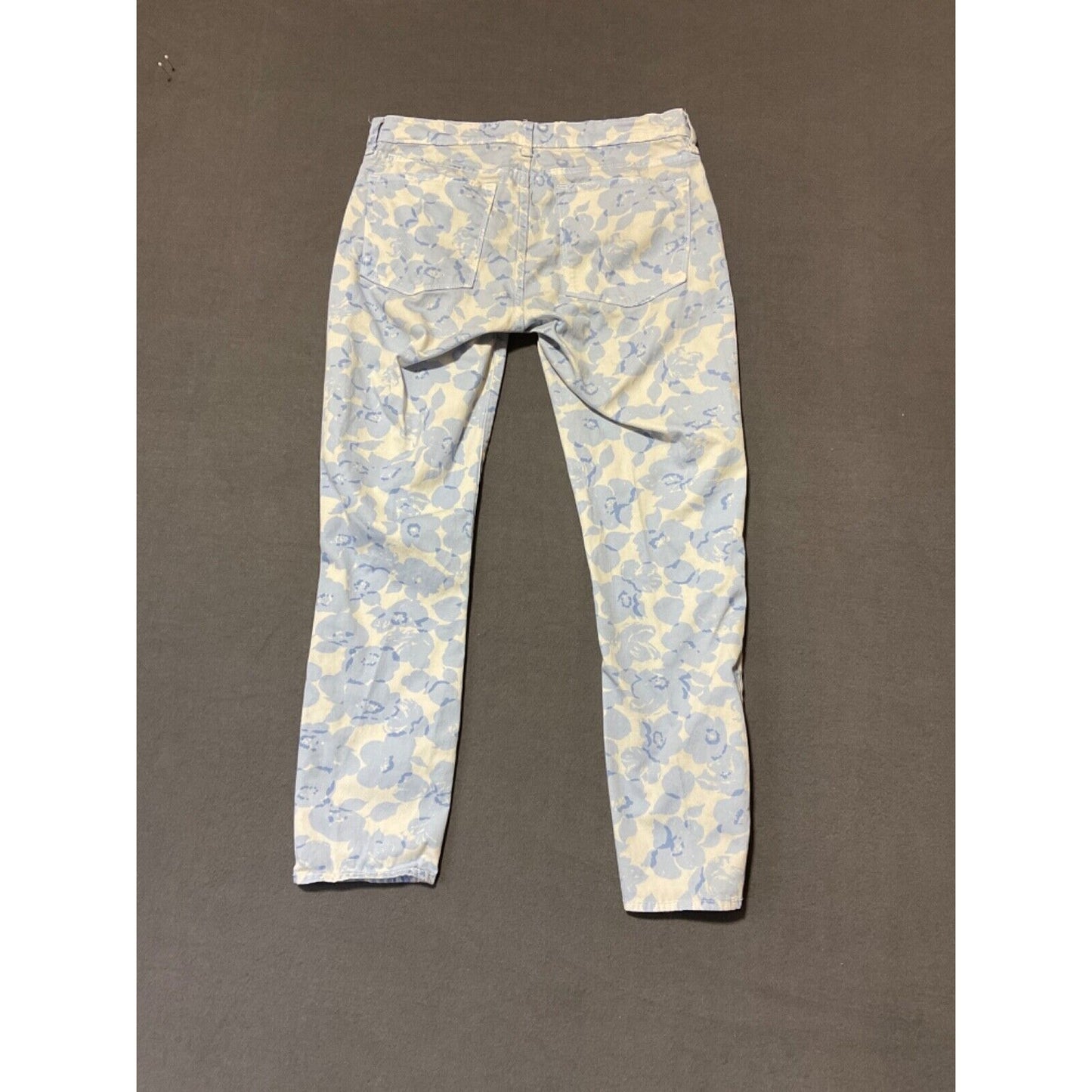 J Crew Stretch Pants Size 28 Floral Blue White Cotton Spandex Blend Denim