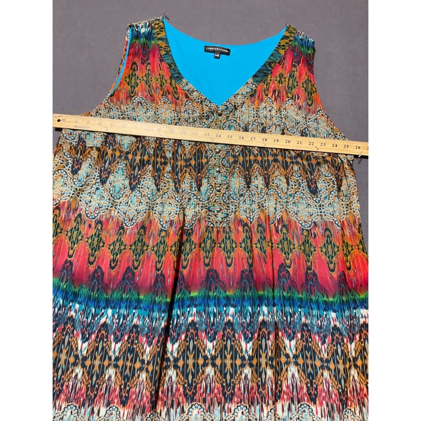 Chris McLaughlin 24W Dress Multicolor Boho Print Sleeveless A Line Plus Size