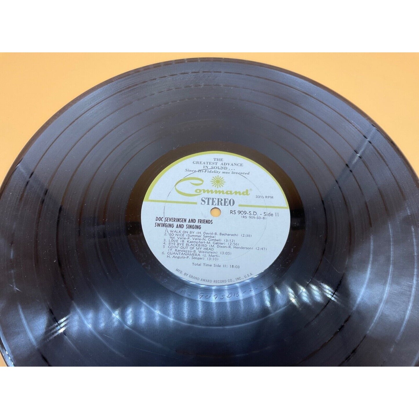 1967 Jazz LP: Doc Severinsen Swinging & Singing Vinyl/Inlay/Cover Good - Command