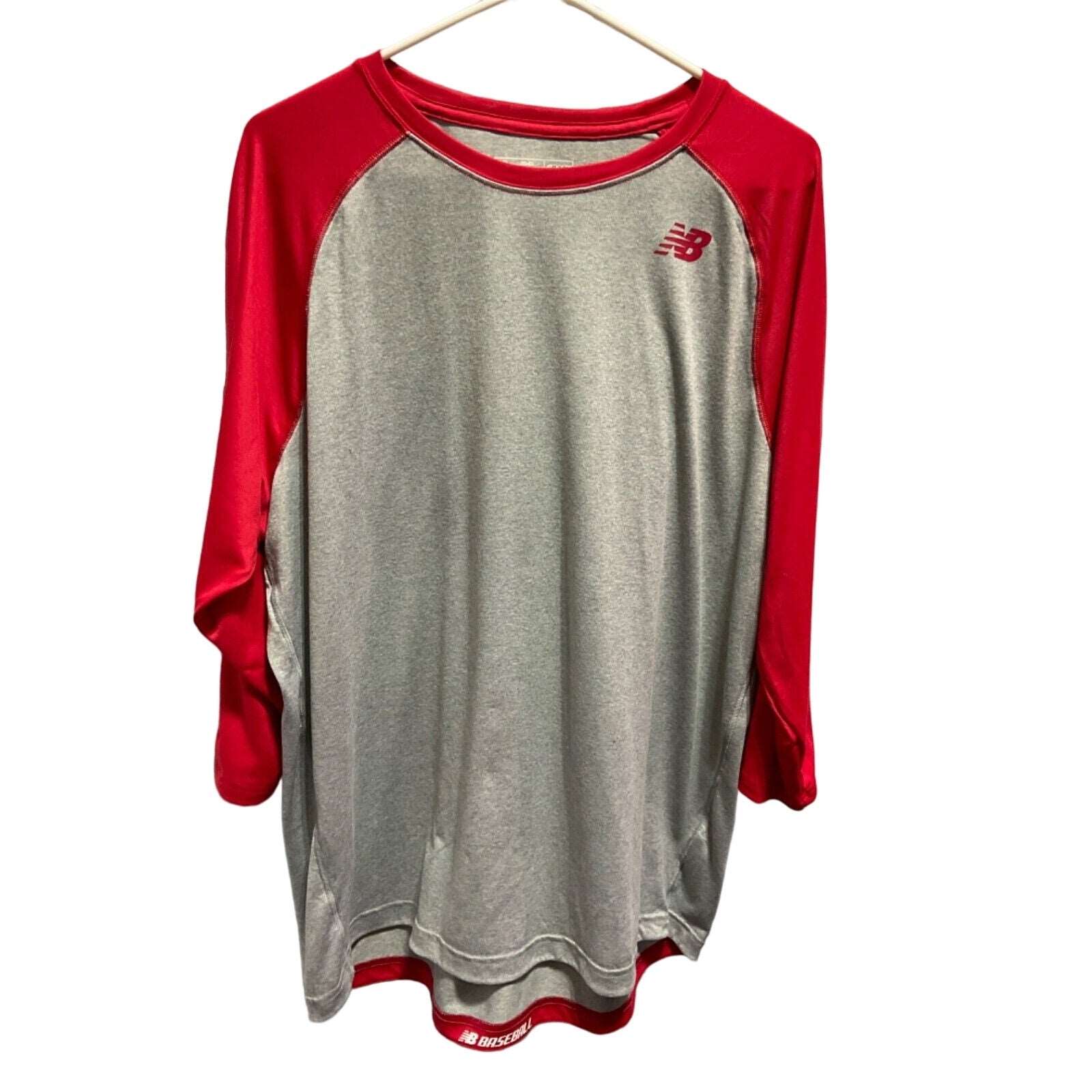 New Balance NB DRY Long Sleeve Shirt 2XL Red Grey 100% Polyester