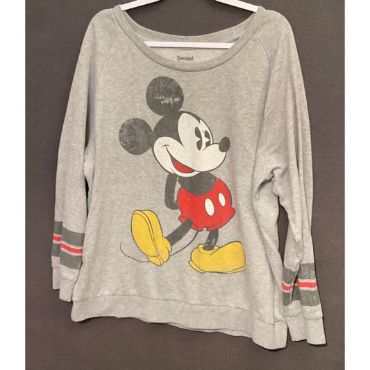 Disneyland Walt Disney World XXL Gray Mickey Mouse Sweatshirt Vintage Look