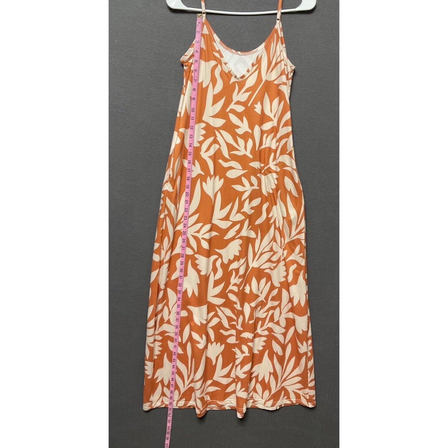 Womens Casual Dress S Boho Fairy Rust & White Adjustable Straps Pockets Fashion