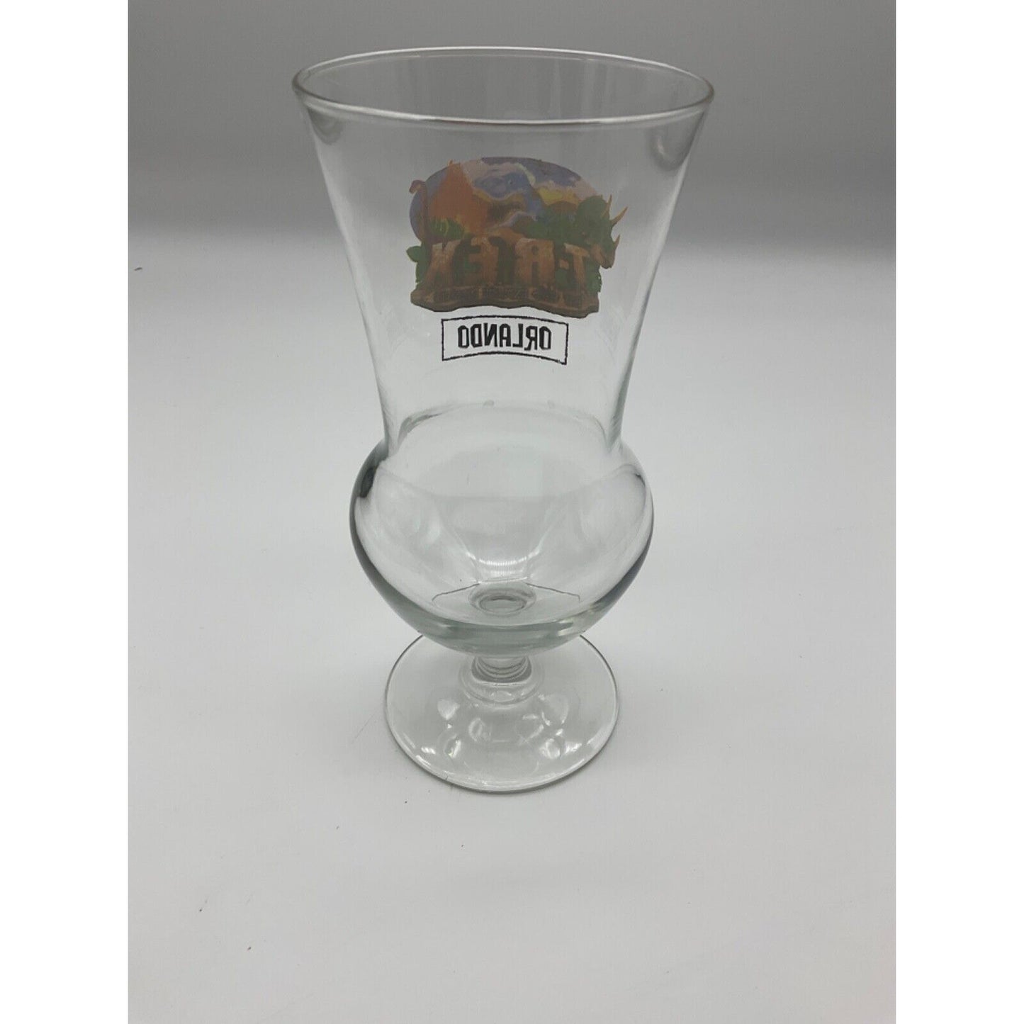 T-Rex and Rainforest Cafe Orlando Souvenir Hurricane Glass, 16 oz Dinosaur