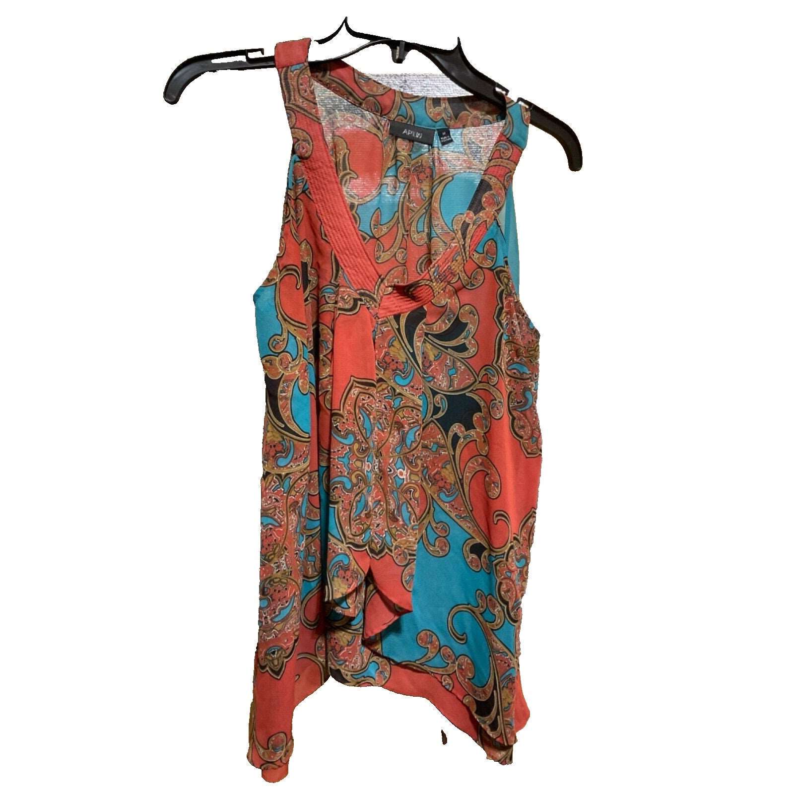 APT 9 Semi-Sheer Sleeveless Top Size M Multicolor Flowing Romantic Polyester