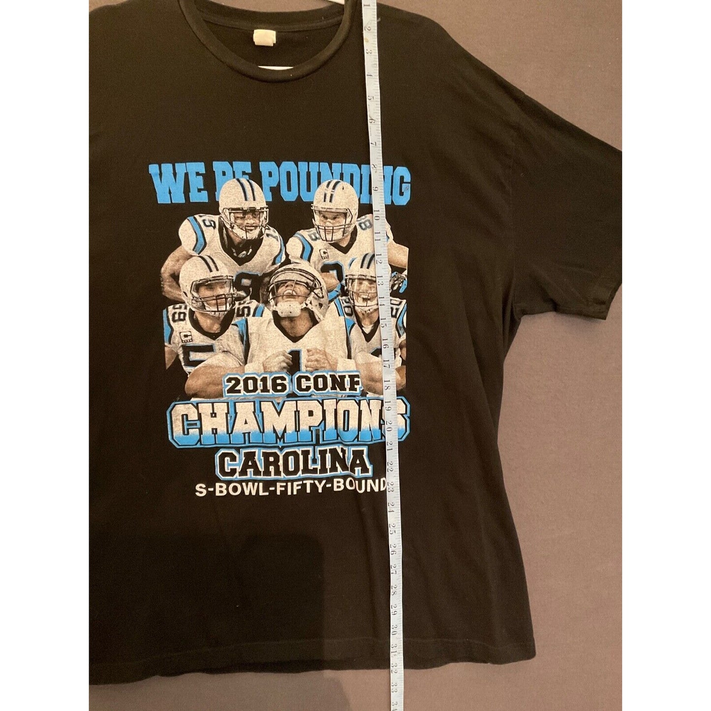 Carolina Football Champions 2016 Shirt XXL Panthers Super Bowl Fifty Black Tee