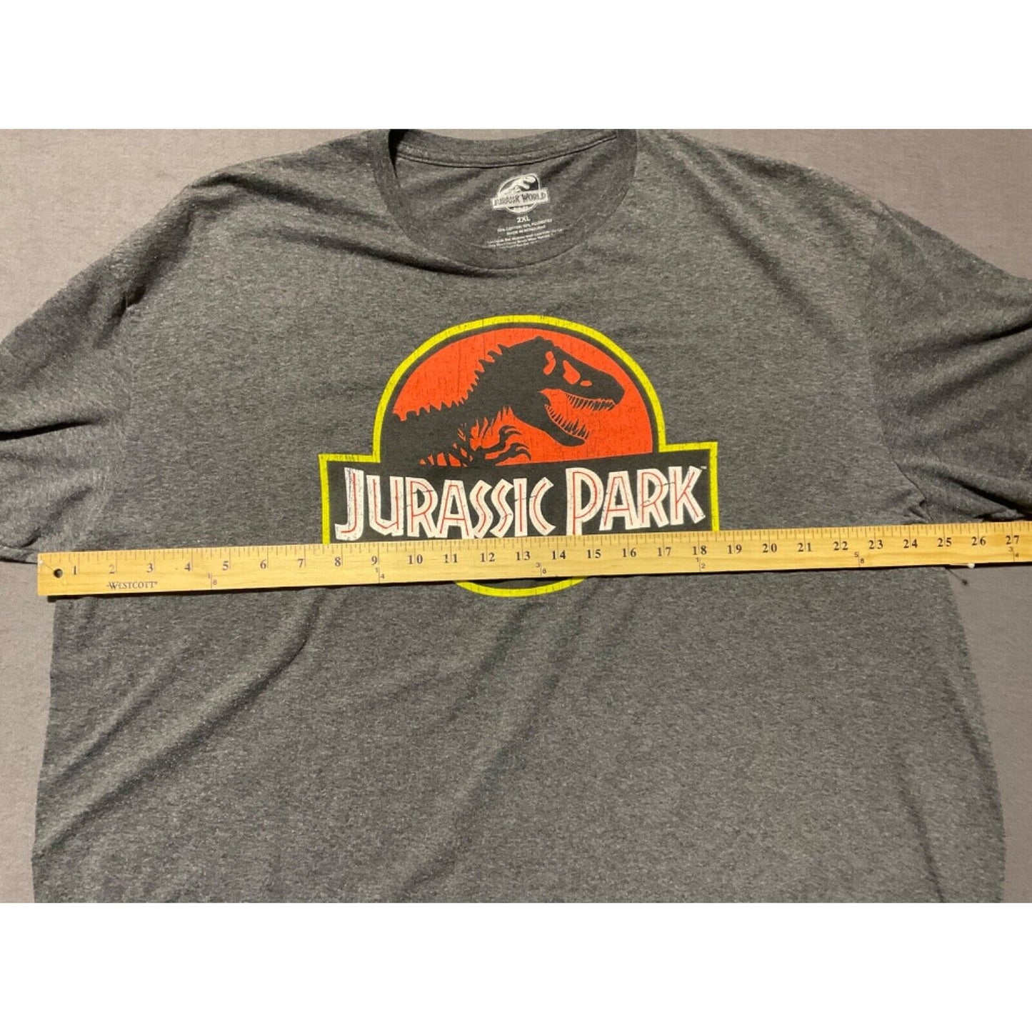 Jurassic World "Jurassic Park" Graphic T-Shirt Gray 2XL Cotton Blend