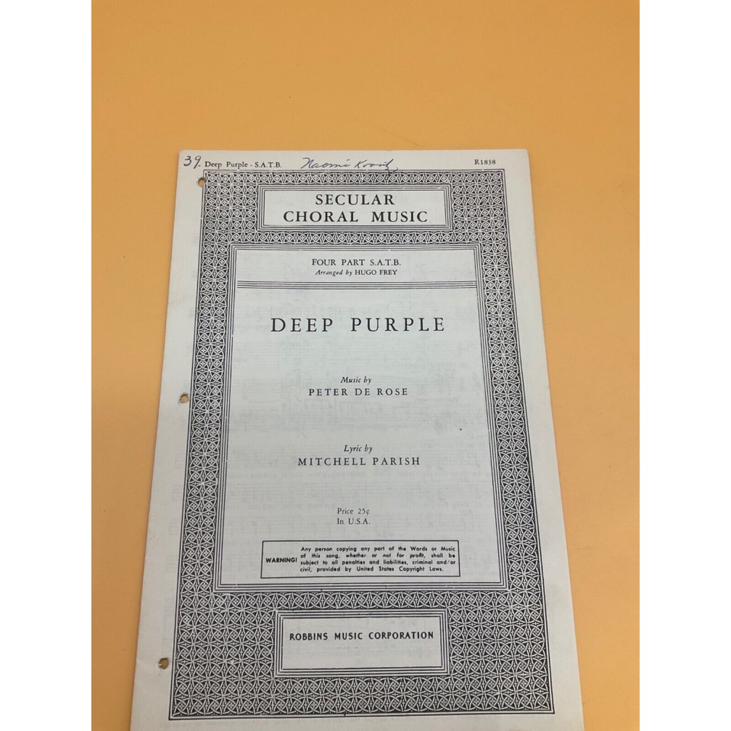 Antique Choral Music Collection – "Deep Purple," "Love Letters in the Sand"