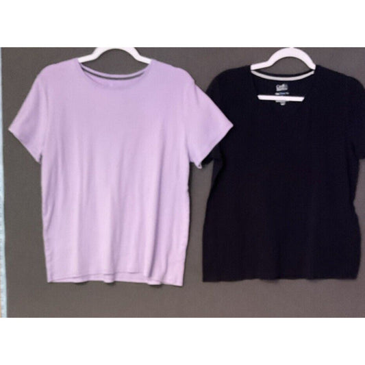 Croft & Barrow Classic Tee Lot 2 Black Purple Large Short Sleeve 100% Cotton