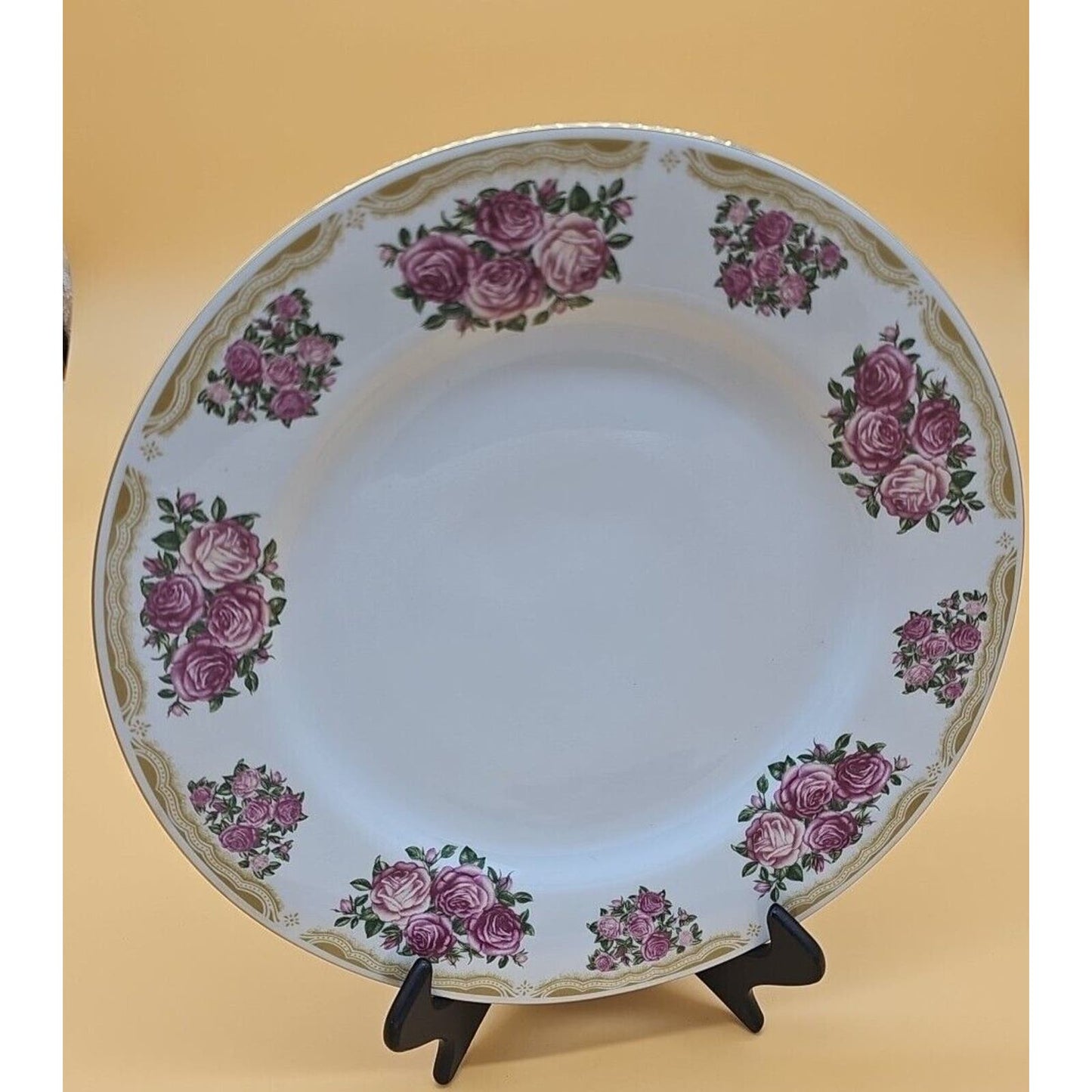 FARBERWARE VINTAGE Fine China "Sydney Roses" 4092 Set of 8 10.75" Dinner Plates