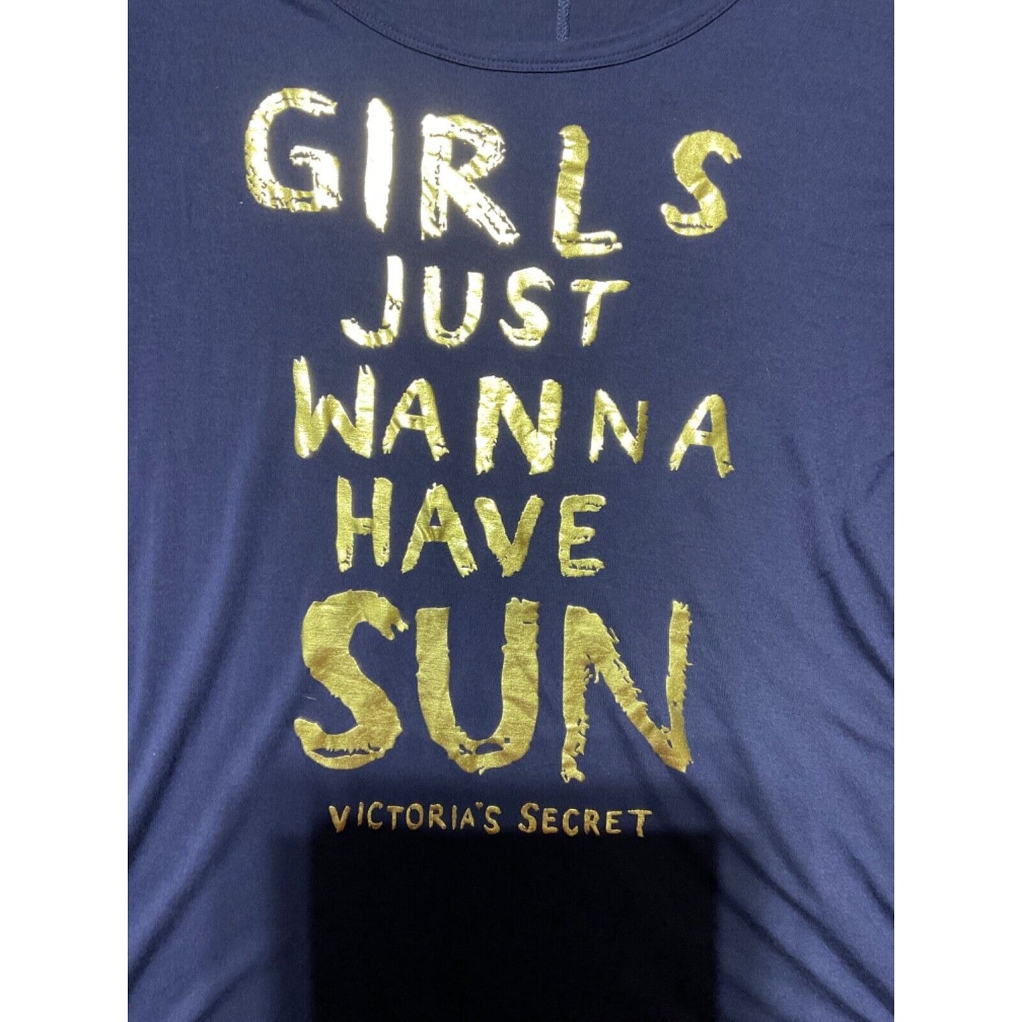 Victoria’s Secret Blue "Girls Just Wanna Have Sun" Supermodel Essentials Tee L