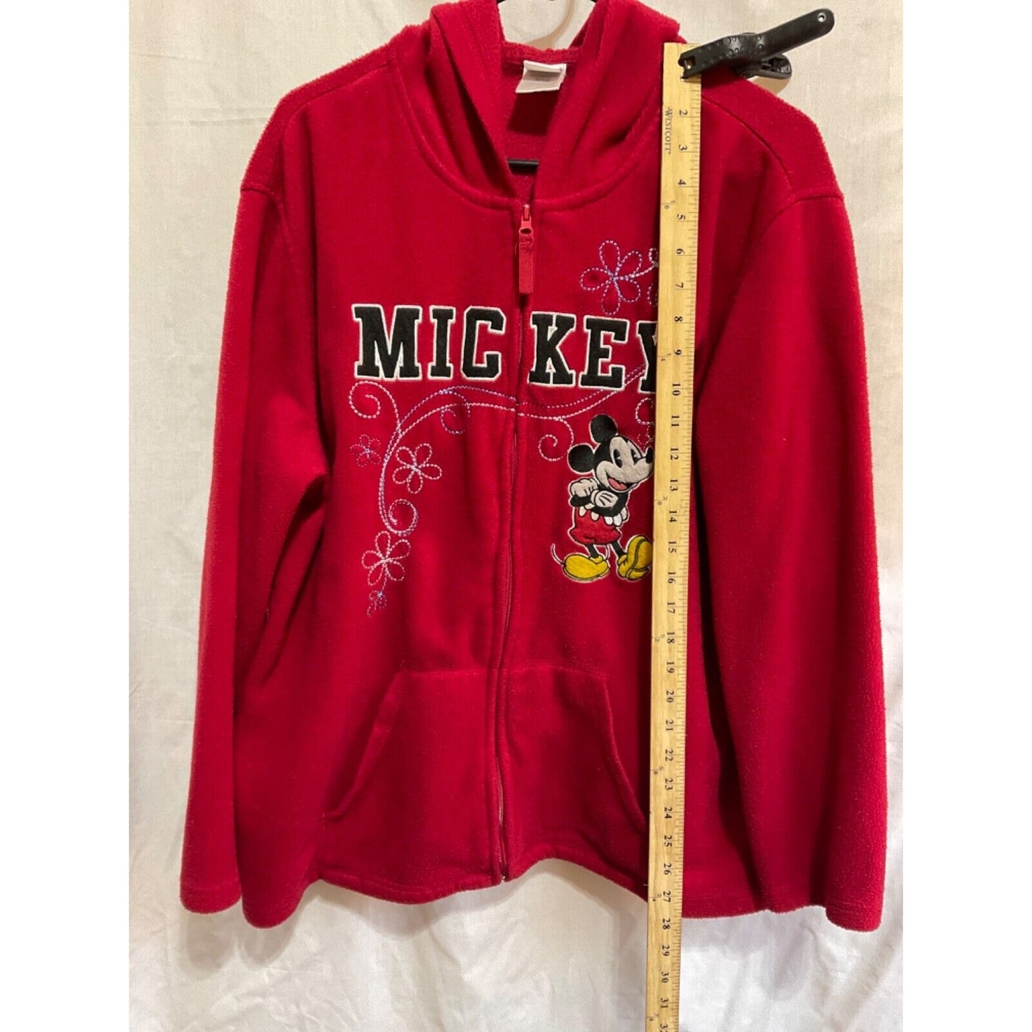 Vintage Fleece Disney Mickey Hoodie Women's 2X Streetwear Full Zip Long Sleeve