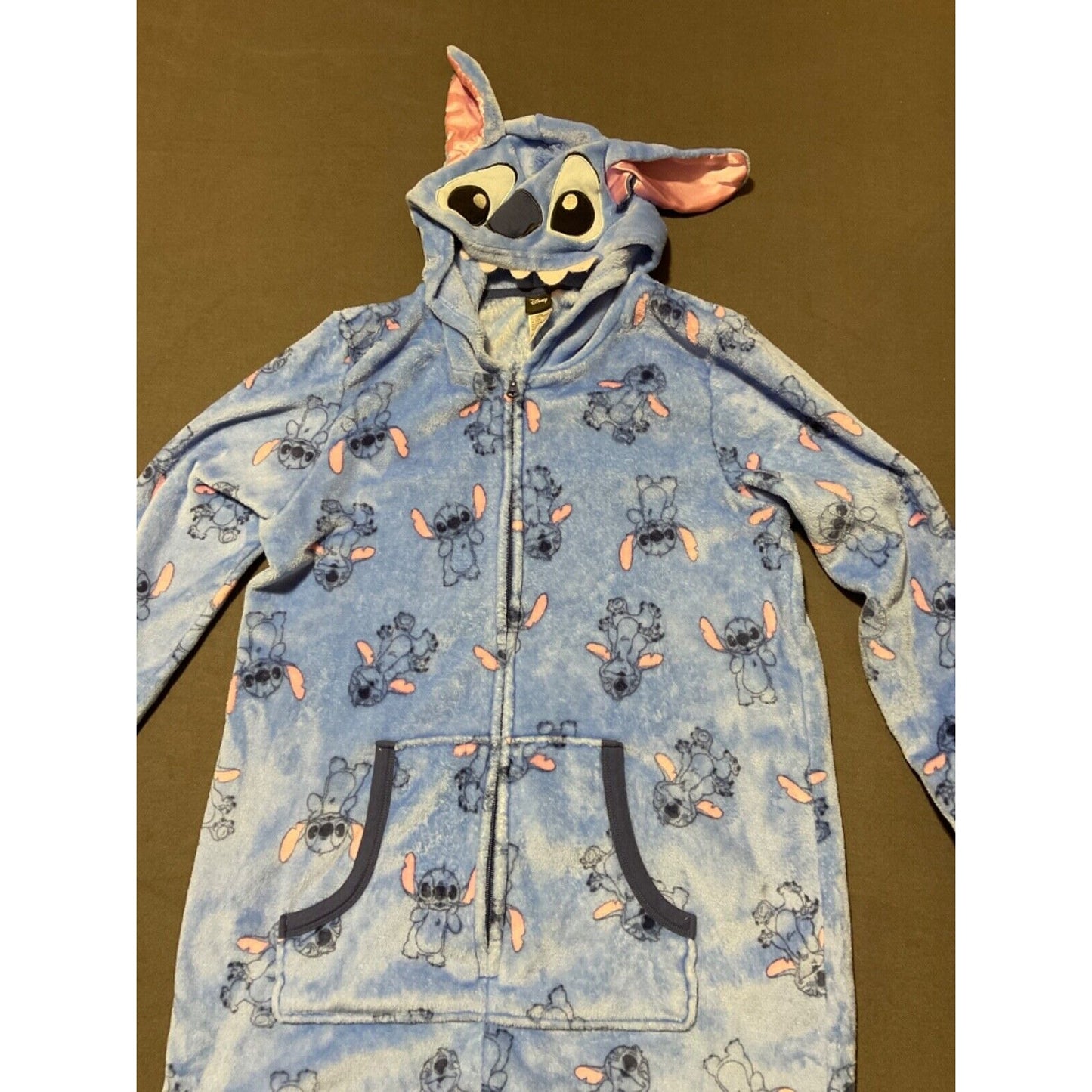 Disney Lilo & Stitch One Piece Costume Pajamas XL (16-18) Faux Fur