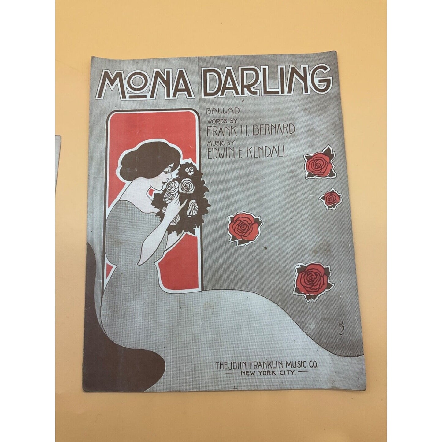 3 Vintage Sheet Music Romantic & Classical Themes, "Mona Darling" "Convent Bells