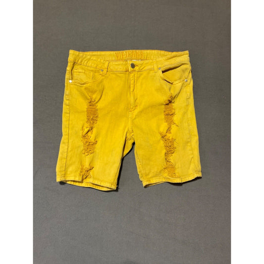 VIP Jeans Distressed Mustard Yellow Jean Shorts Size 19/20 Stretchy 38W