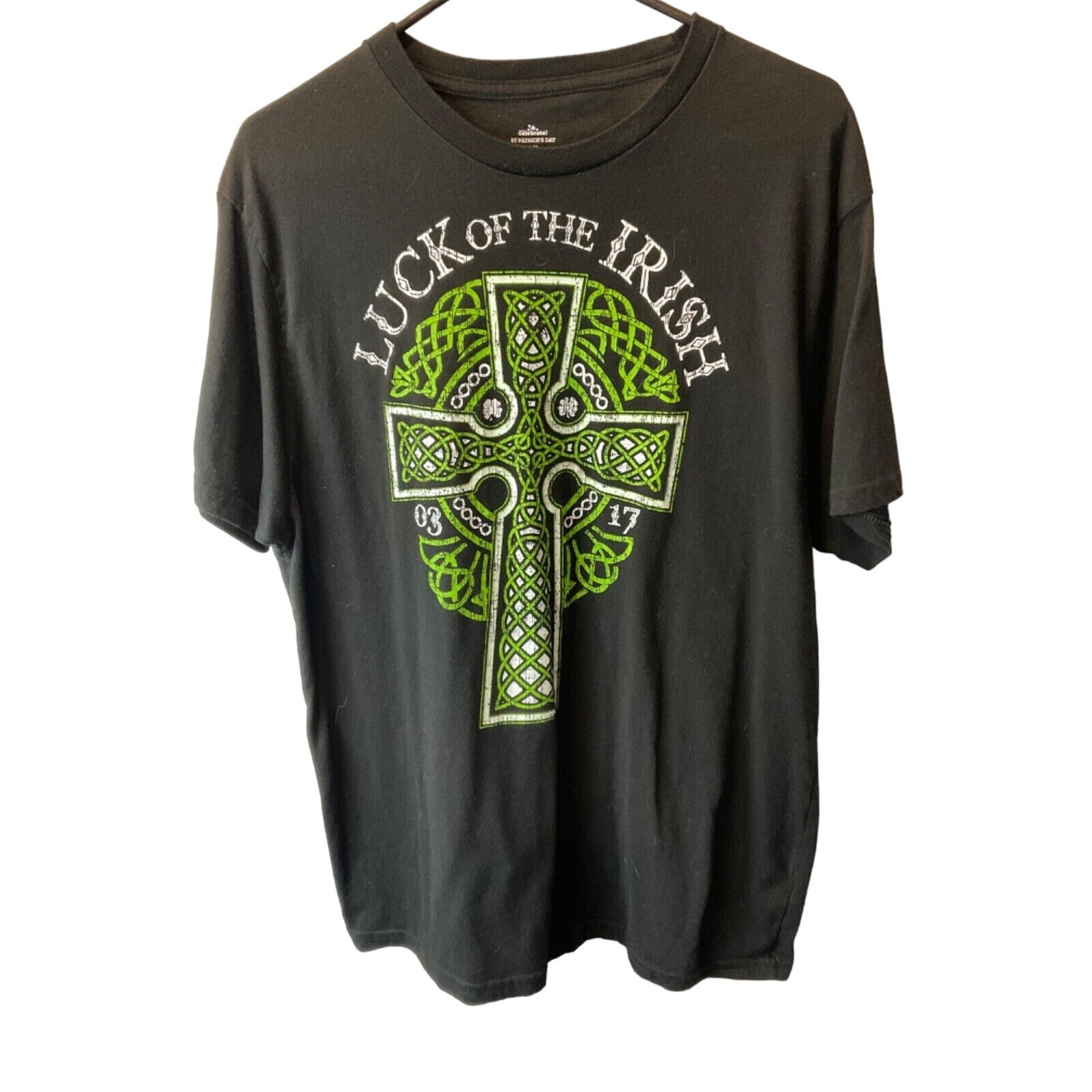 Men's Large St. Patrick's Day Graphic Tee 'Luck of the Irish'