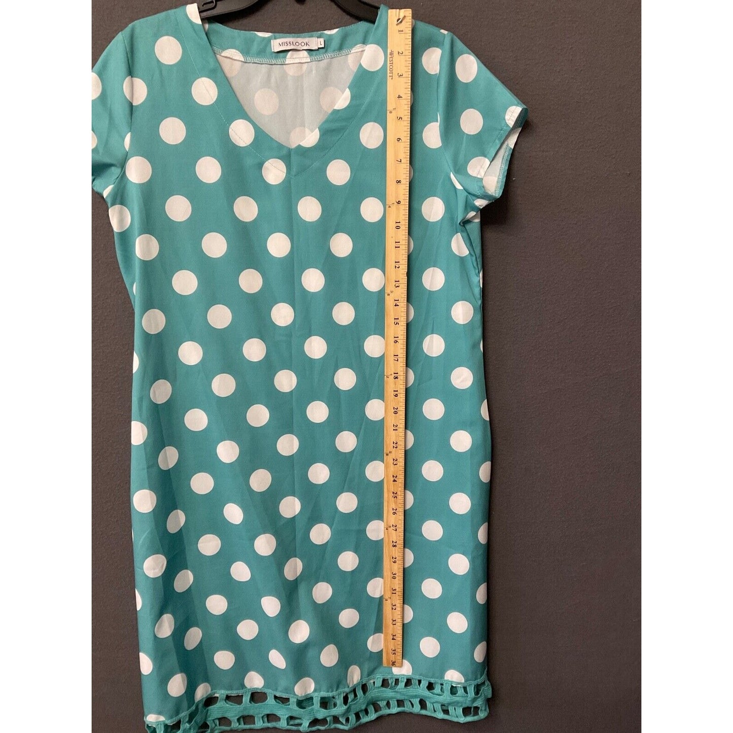 Misslook Polka Dot Dress Large Cotton Casual Short Sleeve