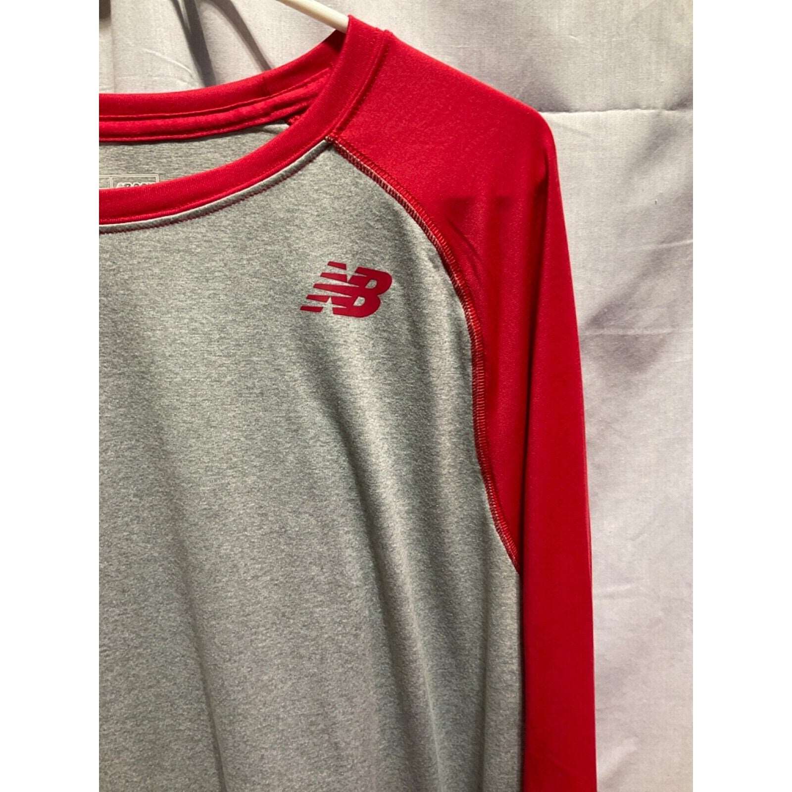 New Balance NB DRY Long Sleeve Shirt 2XL Red Grey 100% Polyester