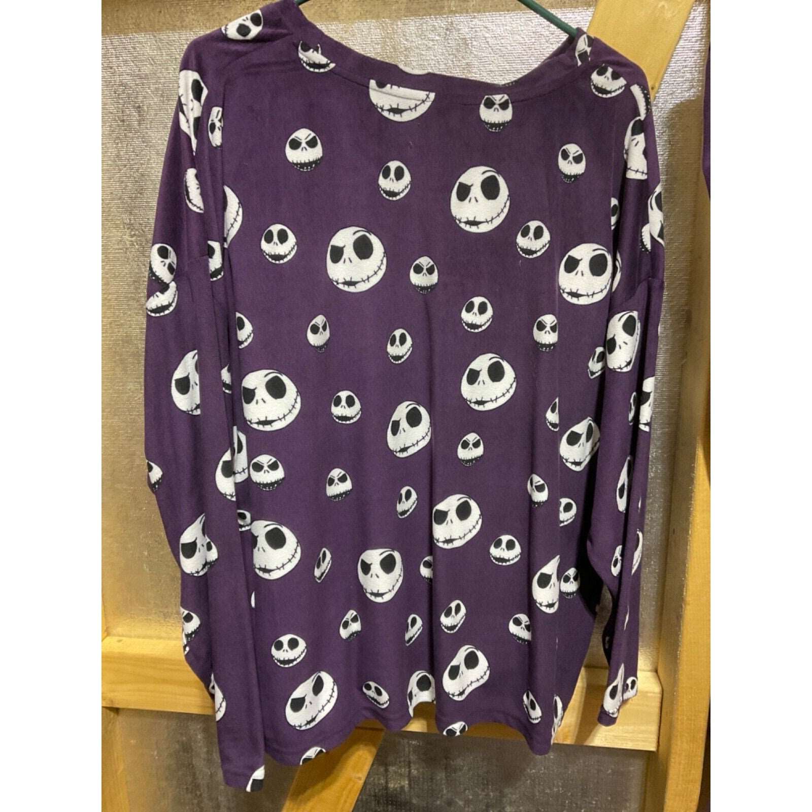 Disney Skellington "Nightmare Before Coffee" Christmas Pajamas 2PC 3X Purple