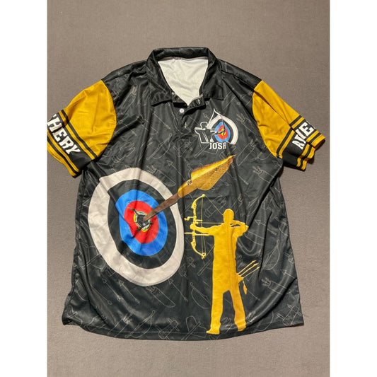 Archery-Themed 2XL Polo Shirt - Custom "Aim Shoot Repeat" Back "JOSH"