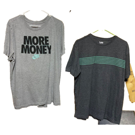 Lot of 2 Men's Tees: LEE Pima Cotton & NIKE Graphic "More Money" Size Large