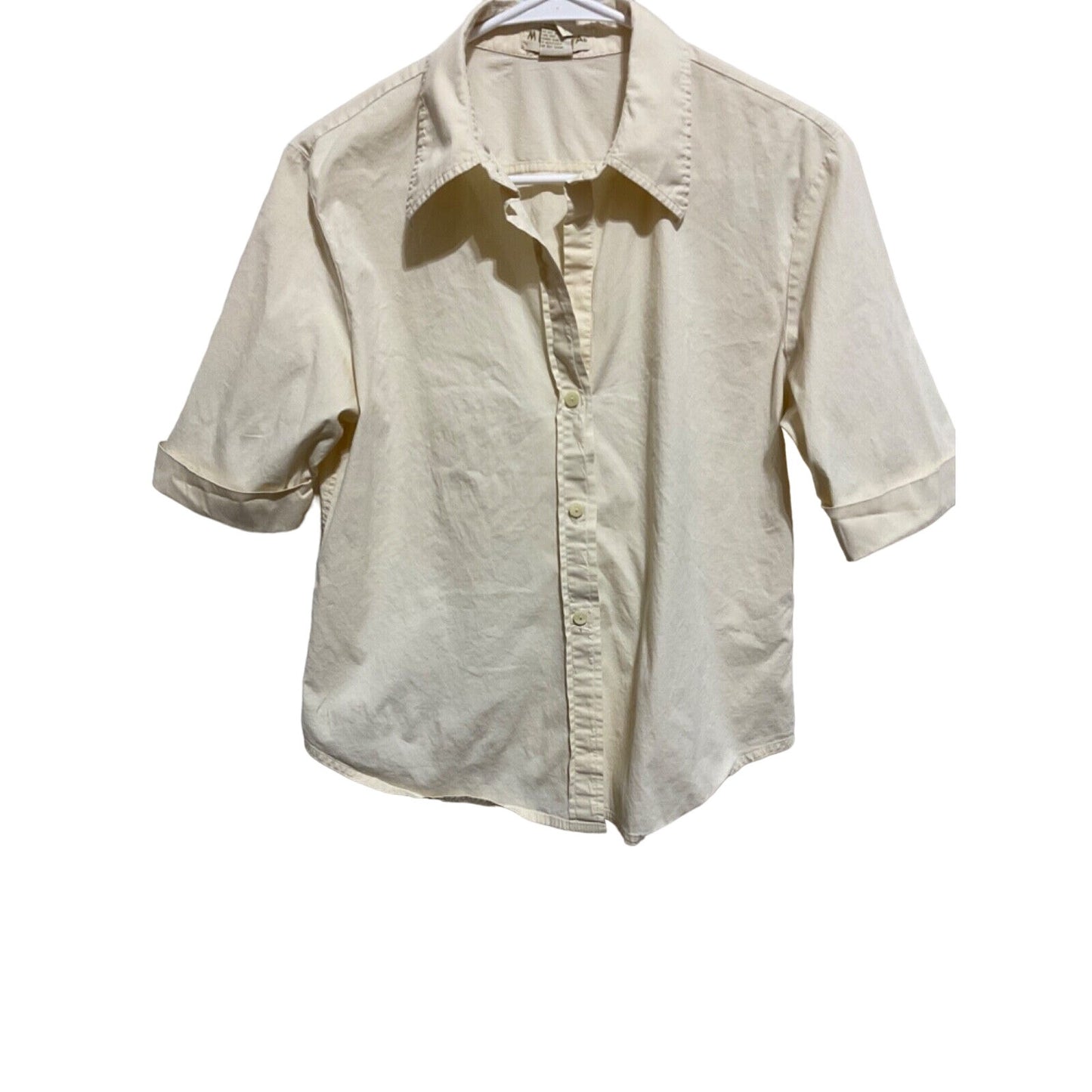 Merona XL (Fits Like L) Offwhite/Beige Top, Button Closure, 3/4 Cuffed Sleeves