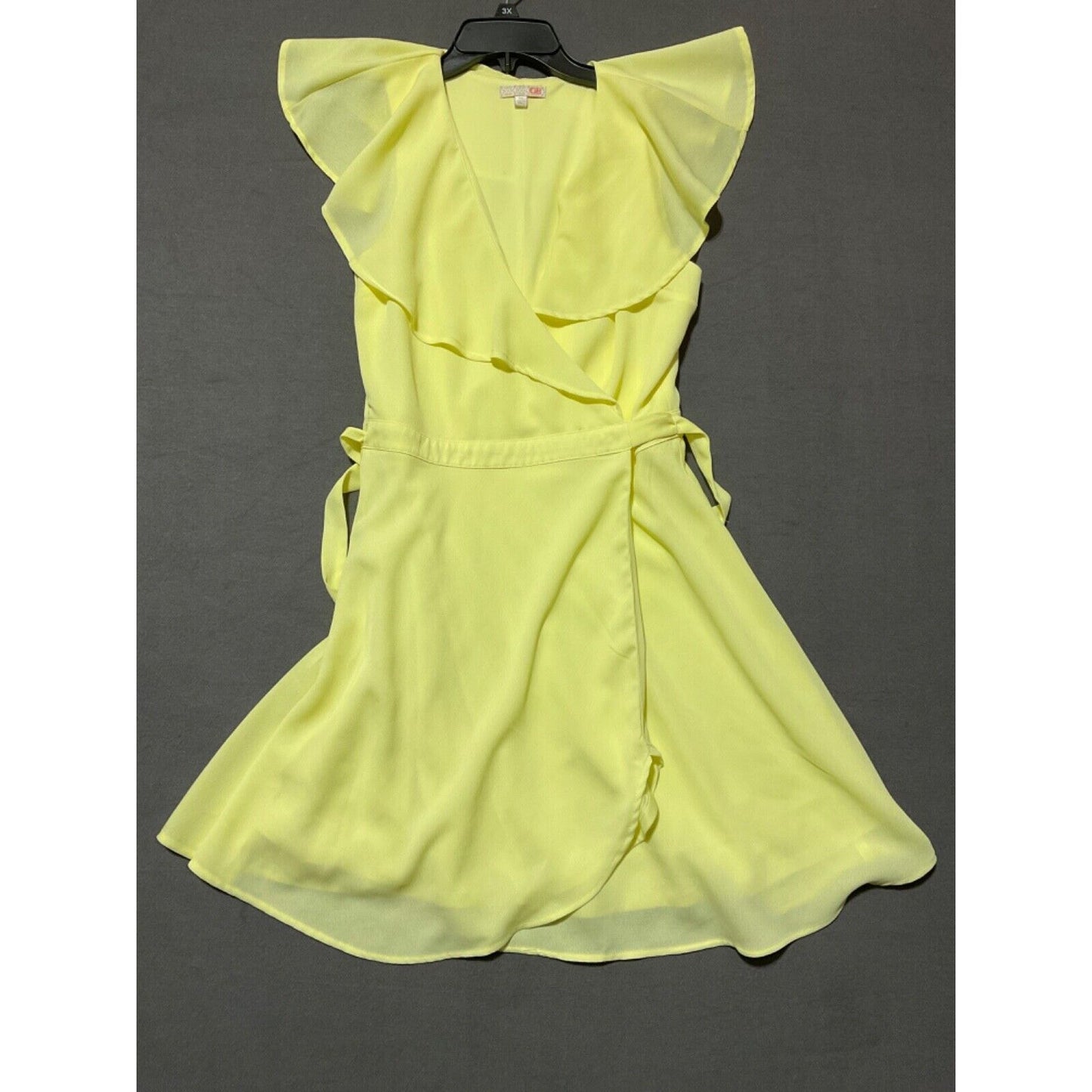 GB Gianni Bini Yellow Wrap Dress Medium Sleeveless V-Neck Lined