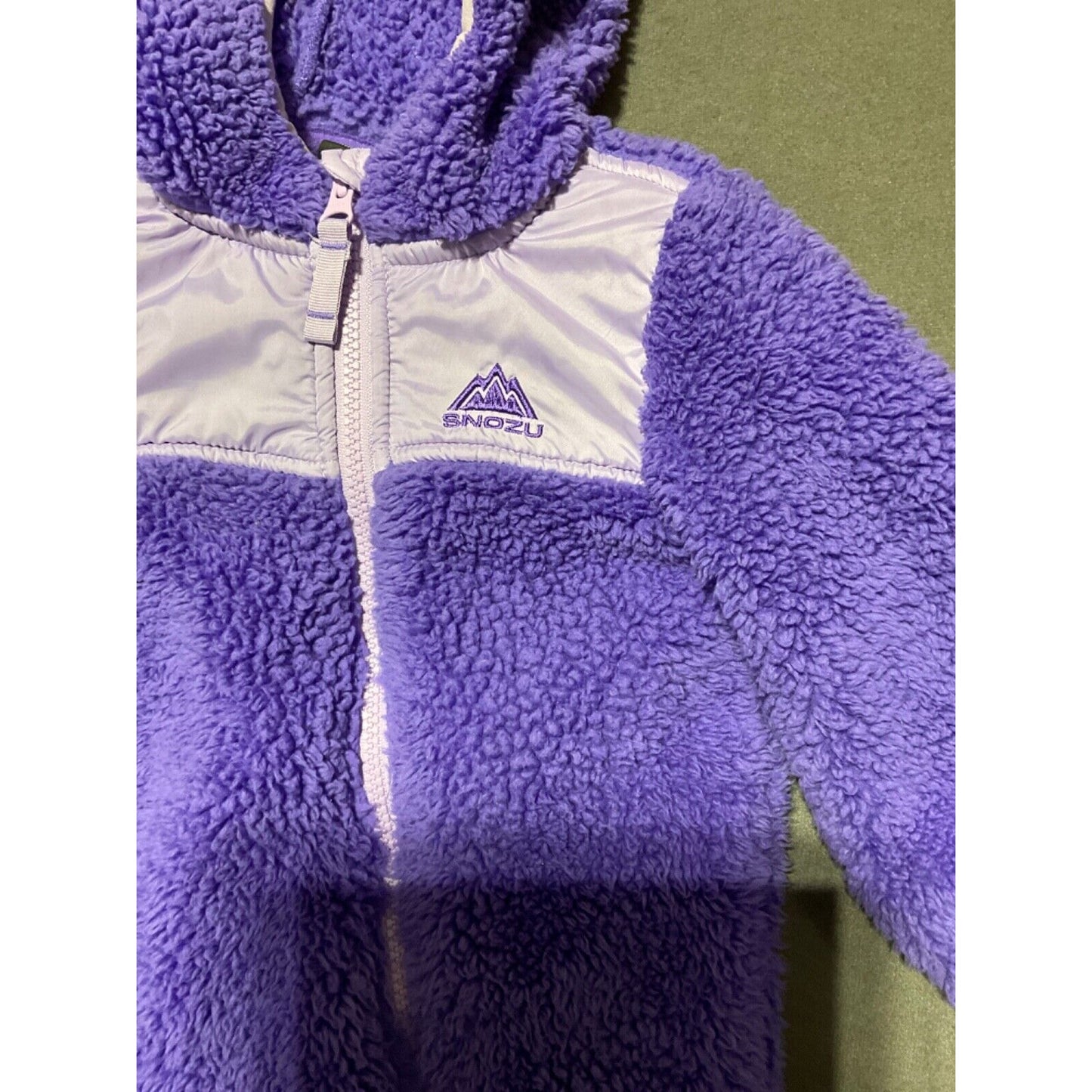 Snozu Infant Snowsuit 24 Months Blue Purple Fold-Over Mittens Toddler